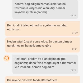 Trendyol Yemek Siparişimin 2 Saat Sonra İptal Edilmesi