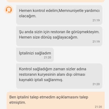 Trendyol Yemek Siparişimin 2 Saat Sonra İptal Edilmesi