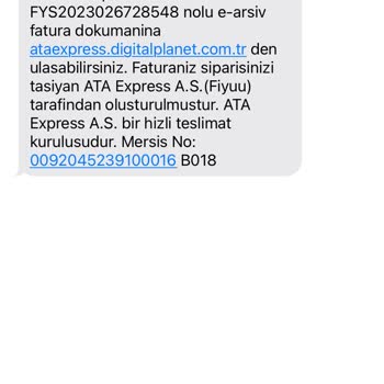 Öncü Döner Fiyuu Alakasız Fatura Mesajı