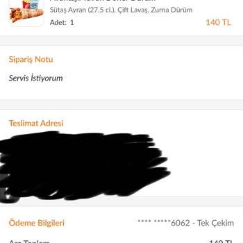 Öncü Döner Fiyuu Alakasız Fatura Mesajı