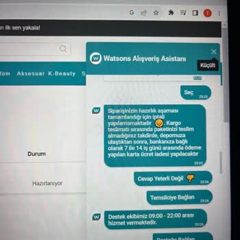Watsons Sipariş İptal Etmek İstiyorum