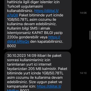 Turkcell 10 GB Aşım