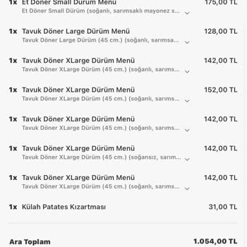 Maydonoz Döner'den Yanlış Dürüm Siparişi