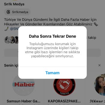 Instagram'da Takip Etme Kısıtlaması