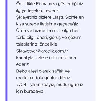 Arçelik İlgisiz Servis Ve Müşteri Hizmetleri