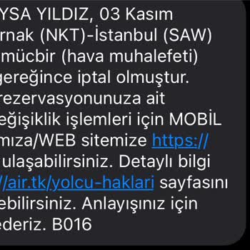 THY Uçuş İptali Sebebiyle Bilet Değişikliği