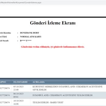 Denizbank Kartımı Başkasına Teslim Etmiş