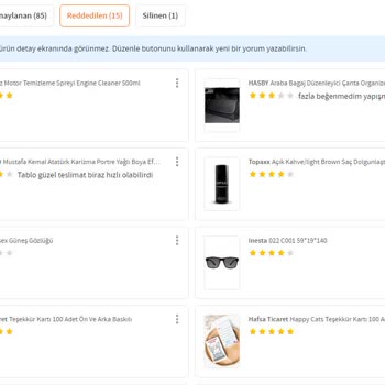 Trendyol Ürün Değerlendirmem Reddediliyor