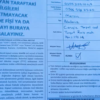 A101 Volta Vs2 Fatura Gelmiyor