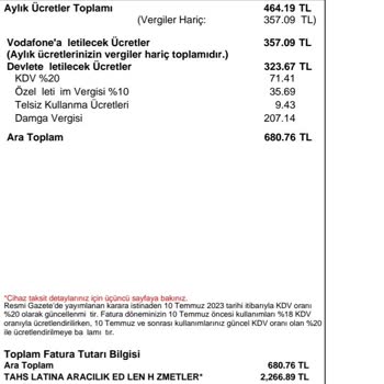 Vodafone Yüklü Fatura Şikayeti