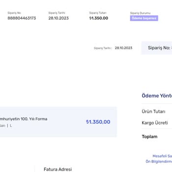 Fenerium 100. Yıl Forması Sipariş Sonrası Ödeme Almama