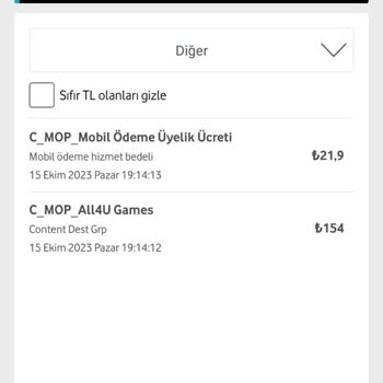 Vodafone C Mop All4u Games Adında Faturamdan 172 Kiralık Yansıma Olmuş