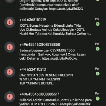 Vodafone Bahis Sitelerinden Gelen Mesaj