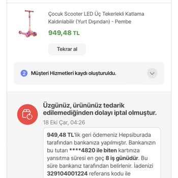 Hepsiburada'dan Ürünün Tedarik Edilemediğini 3 Hafta Sonra Öğrenmek...
