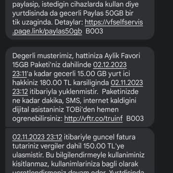 Vodafone Ek Paket Sorunu
