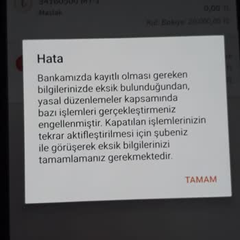 ING Cep Şubede Eksik Evrak Uyarısı Ve Soruna Yönelik Çözüm Sunulmaması