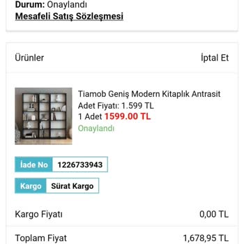 A101'den Verilen Siparişin Durumu Belirsiz Kargoya Verilmiyor