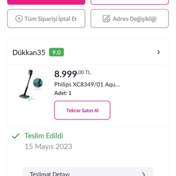 PHILIPS Ev Aletleri Philips XC8349/01 Aqua Plus Kablosuz Elektrik Süpürge Sorunu