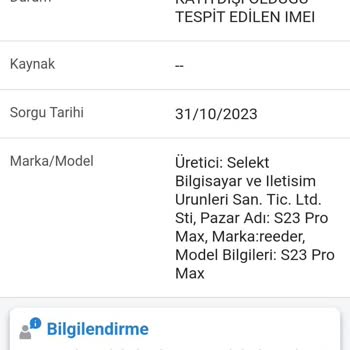 Reeder Kayıt Dışı IMEI