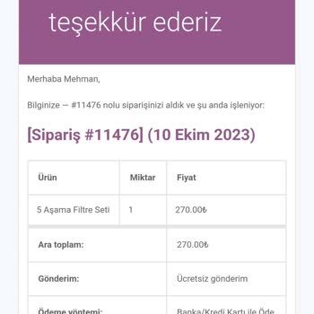 Hak Arıtma Siparişim Hala Gelmedi