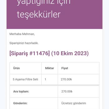 Hak Arıtma Siparişim Hala Gelmedi