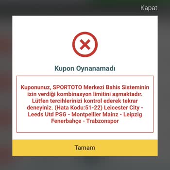 Nesine 51-22 Hatası Alıyorum