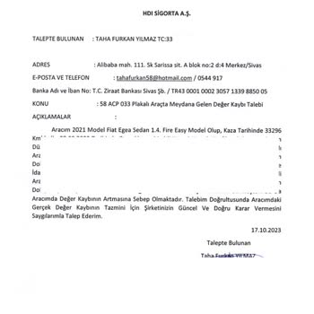 Hdi Sigorta Değer Kaybı Ödemesini Yapacağını Belirtiği Halde Yapmaması
