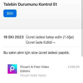 PicsArt Para İadesi Hala Ulaşmadı