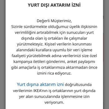 IKEA Yurt Dışı Aktarım İzni