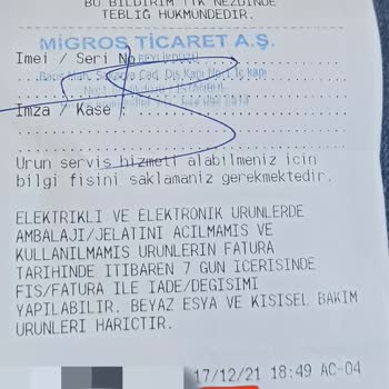 Migros Alınan Akıllı Telefon