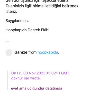 Hoopkapıda Teslim Edilmeyen Kargo