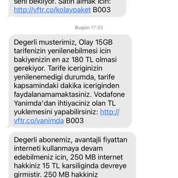 Vodafone İnternetim Varken 250 MB İçin 15 Liramı Aldılar
