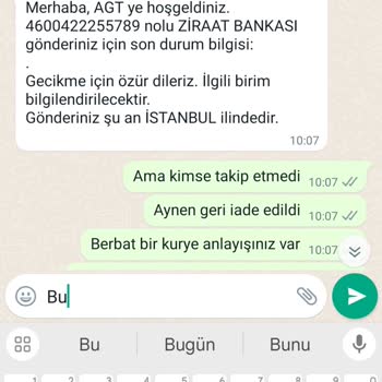 AGT Kurye (aynigunteslim.com) Ziraat Bankası Kartım Teslim Edilmiyor