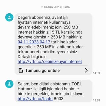 Vodafone Bilgim Dışında Ek Paket Yapıp Bakiyemden Ücret Aldı.