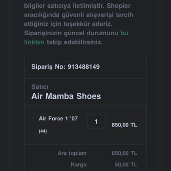 Air Mamba Shoes Sipariş Ettiğim Ürünü Değiştirmek İstiyorum
