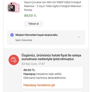 Hepsiburada Yine Bir İptal