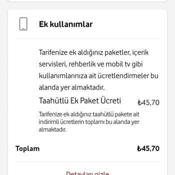 Vodafone'un Ekstra Ücret Talep Etmesi