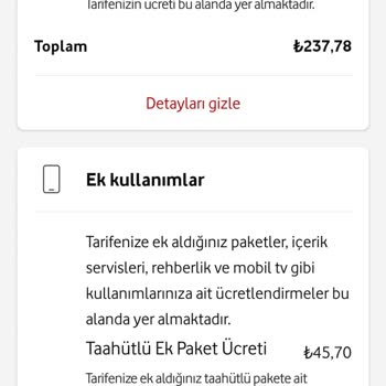 Vodafone'un Ekstra Ücret Talep Etmesi