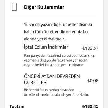 Vodafone'un Ekstra Ücret Talep Etmesi