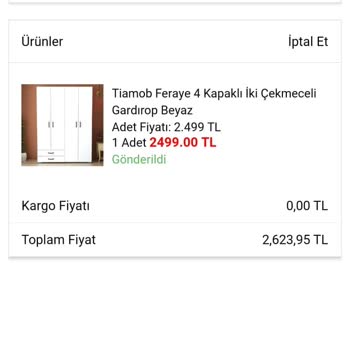 A101'den Aldığım Gardırop Siparişinde Sorun Yaşadım