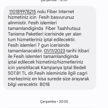 Turkcell Superonline İptalde Yansıtılan Ücret