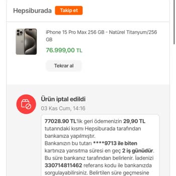 Hepsiburada Kendi Kendilerine Ürünümün İptal Olması