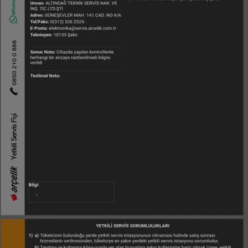 Arçelik TV Arızası Ve Çözülememesi