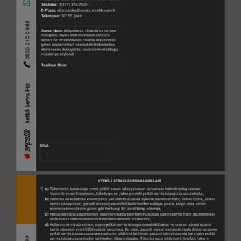 Arçelik TV Arızası Ve Çözülememesi