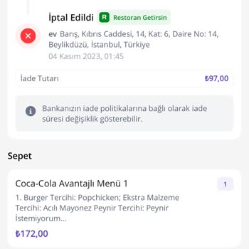 Getir Yemek Mağduriyeti