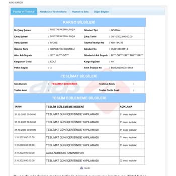 Aras Kargo Aras Niobe Kargo Sorumsuzluğu