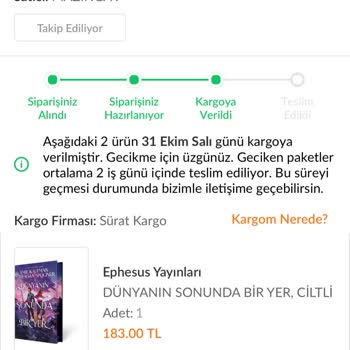 Sürat Kargo'nun Asla Kargomu Bana Getirmemesi