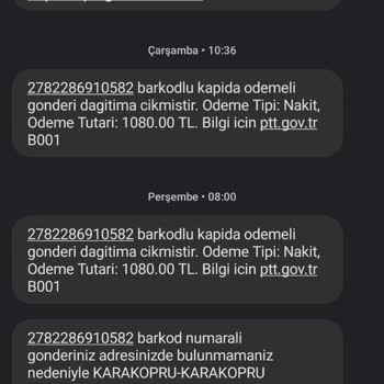 PTT Kargo Kargocu Evde Olduğum Halde Yok Dendi