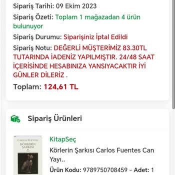 Kitap Seç Ücret İadesi Yapılmadı