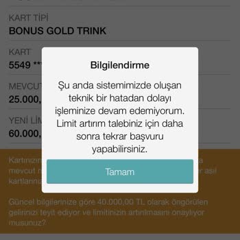 Garanti BBVA Mobil Bankacılık Limit Artırımı Teknik Hata Problemi